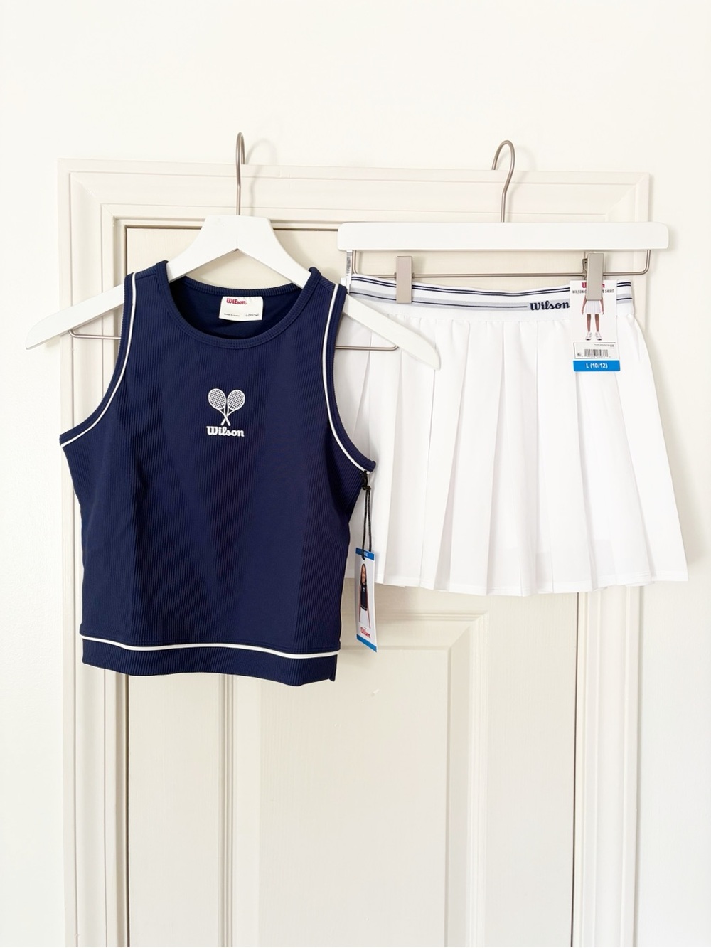 NEW • Girls L (10/12) Wilson Navy Blue and White Tennis Matching Set